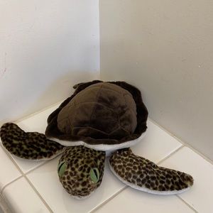 Wild Republic Plush Sea Turtle Tortoise Brown Shell Green Stuffed Animal 14" L
